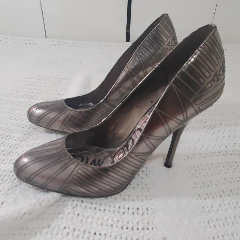 SAM EDELMAN Gray & Black Heels Size 6.5 - Picture 4 of 8